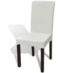vidaXL Stretch-Stuhlhussen Gerade 4 Stk. Creme
