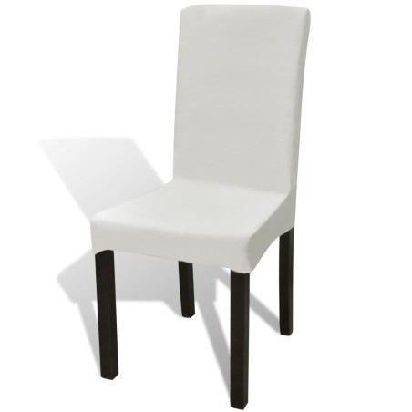 vidaXL Stretch-Stuhlhussen Gerade 4 Stk. Creme