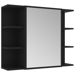 vidaXL Bad-Spiegelschrank Schwarz 80x20,5x64 cm Holzwerkstoff