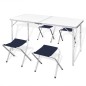 Campingtisch mit 4 Klappstühlen höhenverstellbar Aluminium 120 x 60 cm Campingtisch mit 4 Klappstühlen höhenverstellbar Aluminium 120 x 60 cm