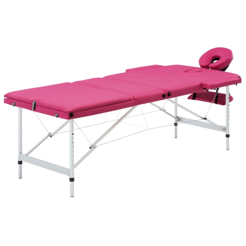 vidaXL Massageliege Klappbar 3-Zonen mit Aluminiumgestell Rosa vidaXL Massageliege Klappbar 3-Zonen mit Aluminiumgestell Rosa