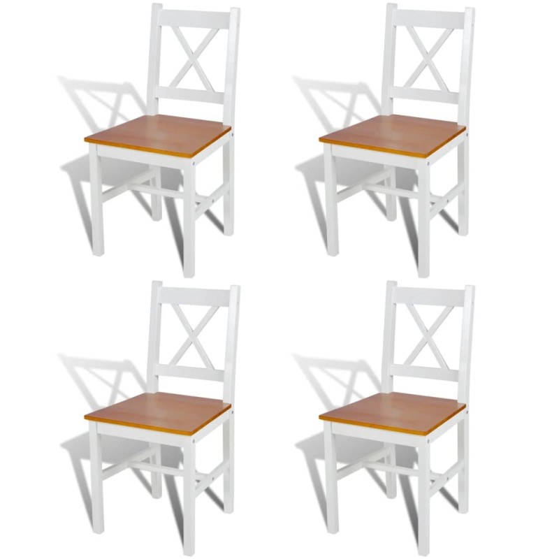 vidaXL Esszimmerstühle 4 Stk. Weiß Kiefernholz vidaXL Esszimmerstühle 4 Stk. Weiß Kiefernholz