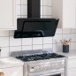vidaXL Dunstabzugshaube 90 cm Edelstahl und Hartglas Schwarz vidaXL Dunstabzugshaube 90 cm Edelstahl und Hartglas Schwarz
