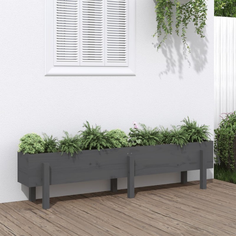 vidaXL Hochbeet Grau 160x30x38 cm Massivholz Kiefer vidaXL Hochbeet Grau 160x30x38 cm Massivholz Kiefer