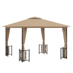 vidaXL Pavillon mit Seitenwänden & Doppeldach 3x3 m Taupe