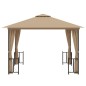 vidaXL Pavillon mit Seitenwänden & Doppeldach 3x3 m Taupe vidaXL Pavillon mit Seitenwänden & Doppeldach 3x3 m Taupe