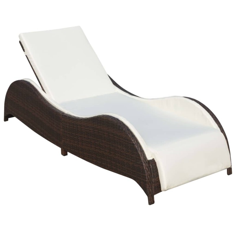 vidaXL Sonnenliege mit Polsterauflage Poly Rattan Braun vidaXL Sonnenliege mit Polsterauflage Poly Rattan Braun