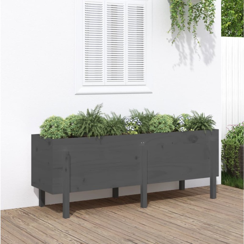 vidaXL Hochbeet Grau 160x50x57 cm Massivholz Kiefer vidaXL Hochbeet Grau 160x50x57 cm Massivholz Kiefer