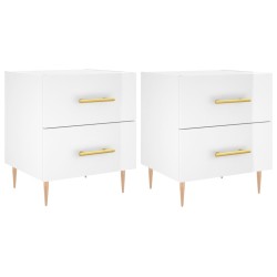 vidaXL Nachttische 2 Stk. Hochglanz-Weiß 40x35x47,5 cm Holzwerkstoff
