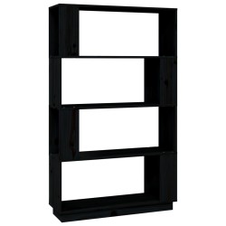 vidaXL Bücherregal/Raumteiler Schwarz 80x25x132 cm Massivholz Kiefer