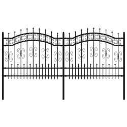 vidaXL Gartenzaun mit Speerspitzen Schwarz 140 cm Stahl