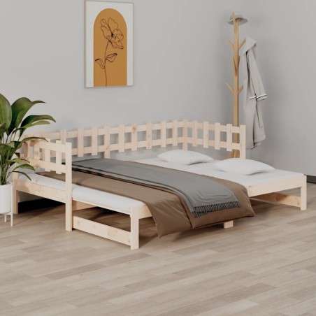 vidaXL Tagesbett Ausziehbar 2x(90x190) cm Massivholz Kiefer