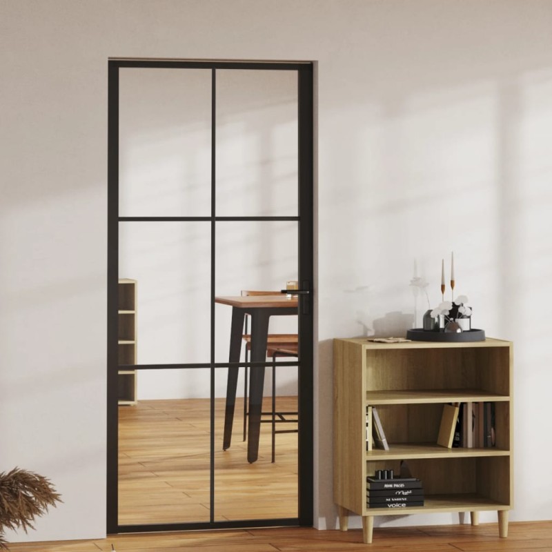 vidaXL Innentür ESG Glas und Aluminium 93x201,5 cm Schwarz vidaXL Innentür ESG Glas und Aluminium 93x201,5 cm Schwarz