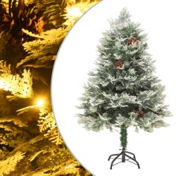 vidaXL Weihnachtsbaum mit LEDs & Kiefernzapfen Grün 150 cm PVC & PE