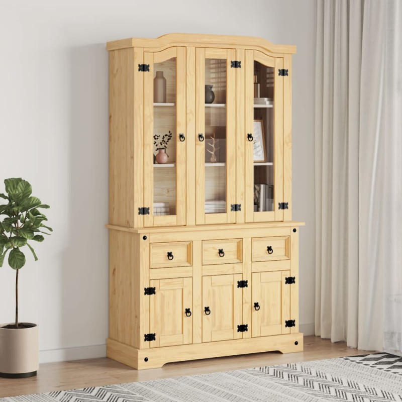 Highboard Corona Honigbraun 112x43x196 cm Massivholz Kiefer Highboard Corona Honigbraun 112x43x196 cm Massivholz Kiefer