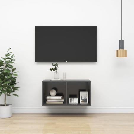 vidaXL TV-Wandschrank Grau 37x37x72 cm Holzwerkstoff