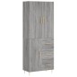 Highboard Grau Sonoma 69,5x34x180 cm Holzwerkstoff