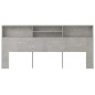 vidaXL Kopfteil mit Ablagen Betongrau 220x19x103,5 cm