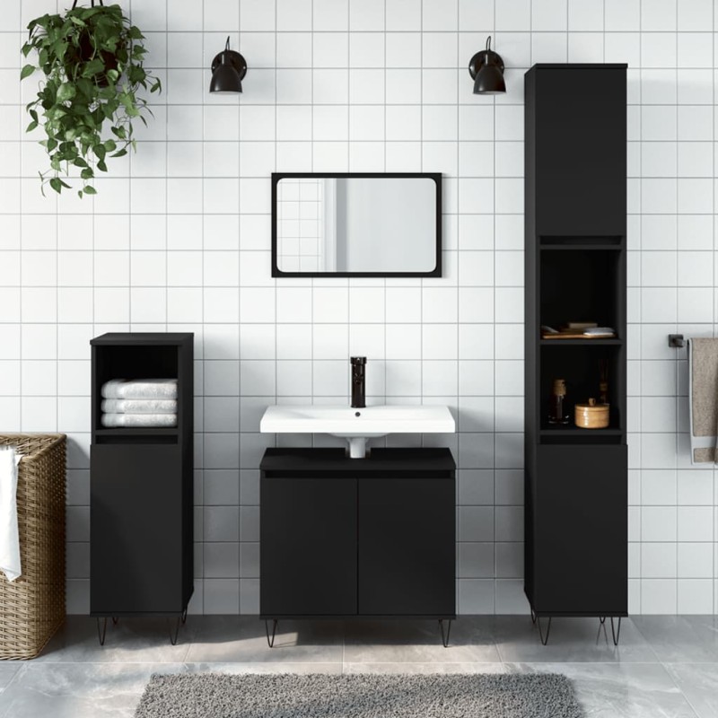 vidaXL Badschrank Schwarz 58x33x60 cm Holzwerkstoff vidaXL Badschrank Schwarz 58x33x60 cm Holzwerkstoff
