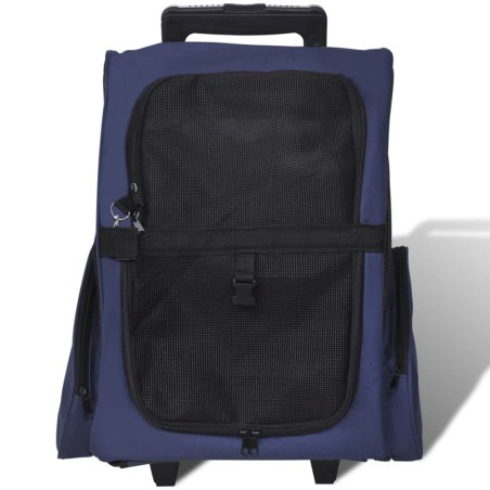 vidaXL Multifunktionaler Haustiertrolley Zusammenfaltbar Blau