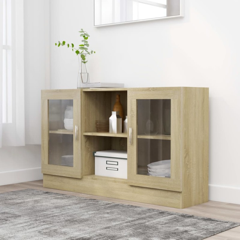 vidaXL Vitrinenschrank Sonoma-Eiche 120x30,5x70 cm Holzwerkstoff vidaXL Vitrinenschrank Sonoma-Eiche 120x30,5x70 cm Holzwerkstoff