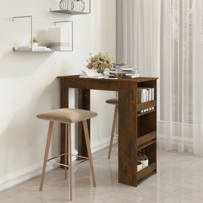 vidaXL Bartisch mit Regal Räuchereiche 102x50x103,5cm Holzwerkstoff vidaXL Bartisch mit Regal Räuchereiche 102x50x103,5cm Holzwerkstoff