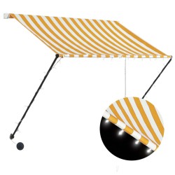 vidaXL Einziehbare Markise mit LED 200×150 cm Gelb und Weiß