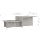 vidaXL Couchtisch Betongrau 111,5x50x33 cm Holzwerkstoff vidaXL Couchtisch Betongrau 111,5x50x33 cm Holzwerkstoff