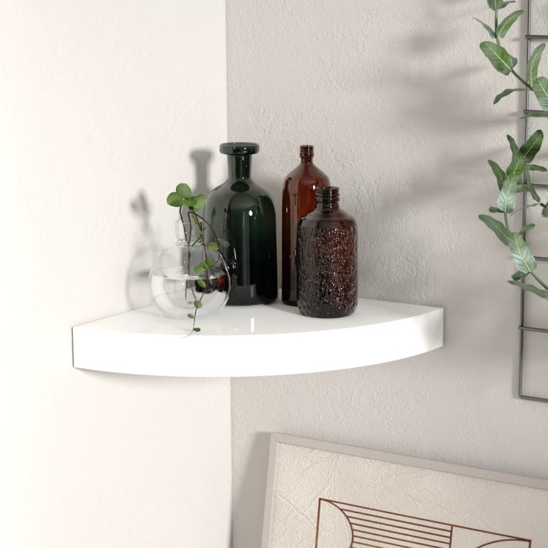 vidaXL Eck-Schweberegal Hochglanz-Weiß 25x25x3,8 cm MDF vidaXL Eck-Schweberegal Hochglanz-Weiß 25x25x3,8 cm MDF