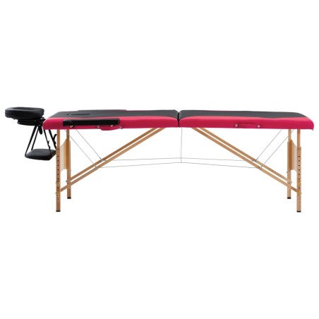 vidaXL Massageliege Klappbar 2-Zonen mit Holzgestell Schwarz und Rosa