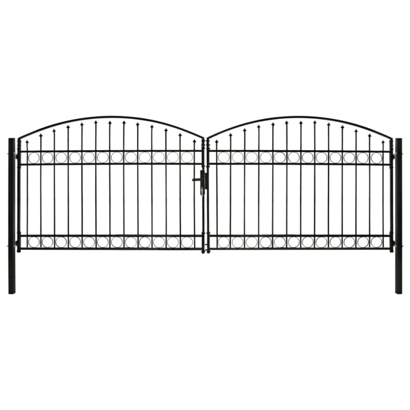 vidaXL Zauntor Doppelflügel Gewölbte Spitze Stahl 400 x 125 cm Schwarz vidaXL Zauntor Doppelflügel Gewölbte Spitze Stahl 400 x 125 cm Schwarz