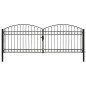 vidaXL Zauntor Doppelflügel Gewölbte Spitze Stahl 400 x 125 cm Schwarz vidaXL Zauntor Doppelflügel Gewölbte Spitze Stahl 400 x 125 cm Schwarz