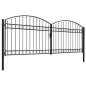 vidaXL Zauntor Doppelflügel Gewölbte Spitze Stahl 400 x 125 cm Schwarz vidaXL Zauntor Doppelflügel Gewölbte Spitze Stahl 400 x 125 cm Schwarz