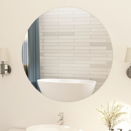vidaXL Rahmenloser Spiegel Rund 90 cm Glas