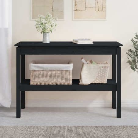 vidaXL Konsolentisch Schwarz 110x40x75 cm Massivholz Kiefer