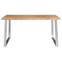 vidaXL Esstisch 160×80×75 cm Akazie Massivholz und Edelstahl