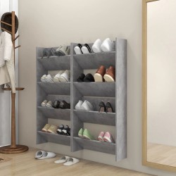 vidaXL Wand-Schuhschränke 4 Stk. Betongrau 60x18x60 cm Holzwerkstoff