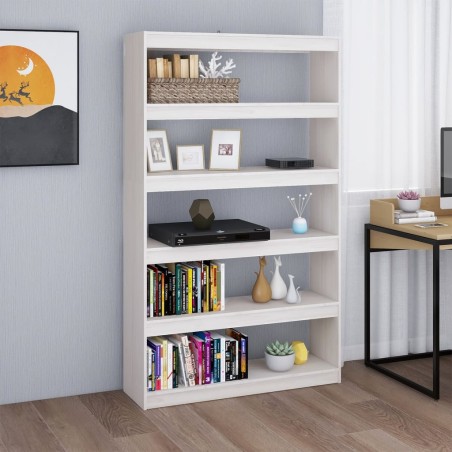 vidaXL Bücherregal/Raumteiler Weiß 100x30x167,5 cm Massivholz Kiefer