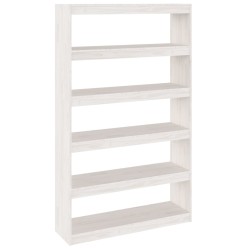 vidaXL Bücherregal/Raumteiler Weiß 100x30x167,5 cm Massivholz Kiefer