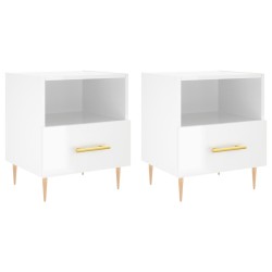 vidaXL Nachttische 2 Stk. Hochglanz-Weiß 40x35x47,5 cm Holzwerkstoff