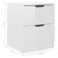 vidaXL Nachttisch Hochglanz-Weiß 40x40x50 cm Spanplatte vidaXL Nachttisch Hochglanz-Weiß 40x40x50 cm Spanplatte