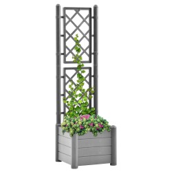 vidaXL Pflanzkübel mit Spalier 43x43x142 cm PP Steingrün