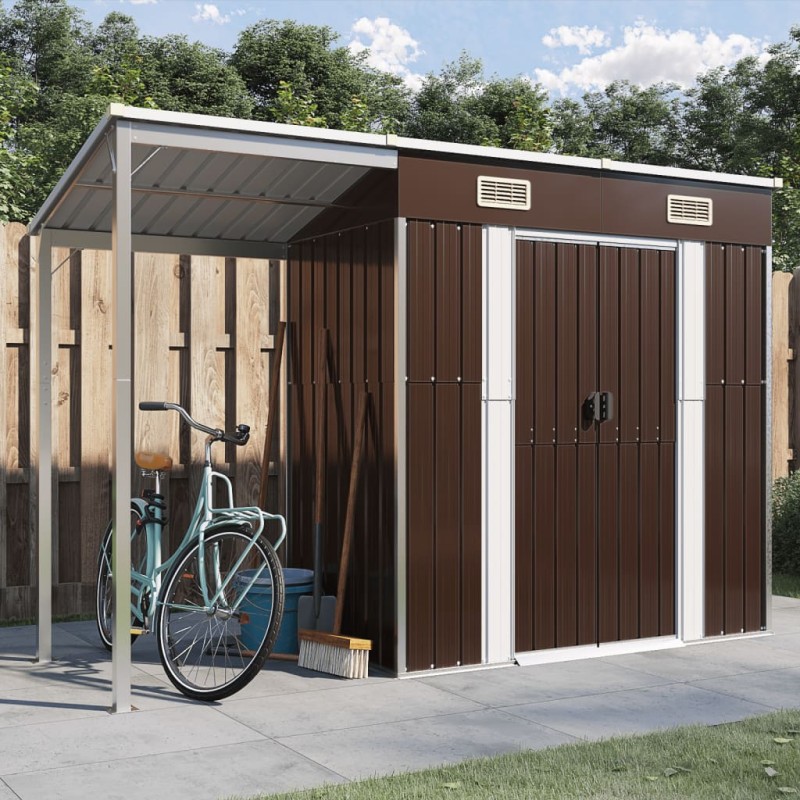 vidaXL Gartenhaus mit Schleppdach Braun 277x110,5x181 cm Stahl vidaXL Gartenhaus mit Schleppdach Braun 277x110,5x181 cm Stahl