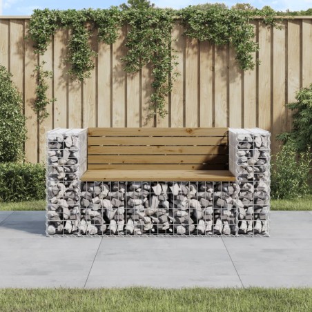 vidaXL Gartenbank aus Gabionen 143x71x65,5 cm Kiefernholz Imprägniert