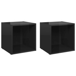 vidaXL TV-Schränke 2 Stk. Hochglanz-Schwarz 37x35x37 cm Holzwerkstoff