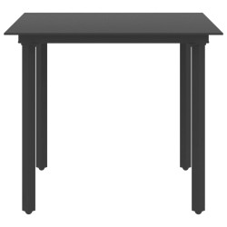 vidaXL Garten-Esstisch Schwarz 80x80x74 cm Stahl und Glas