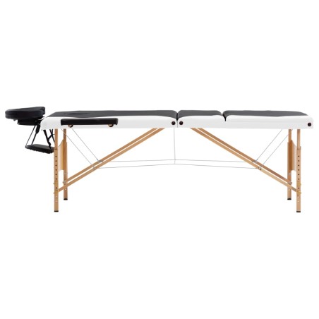  vidaXL Massageliege Klappbar 3-Zonen mit Holzgestell Schwarz und Weiß