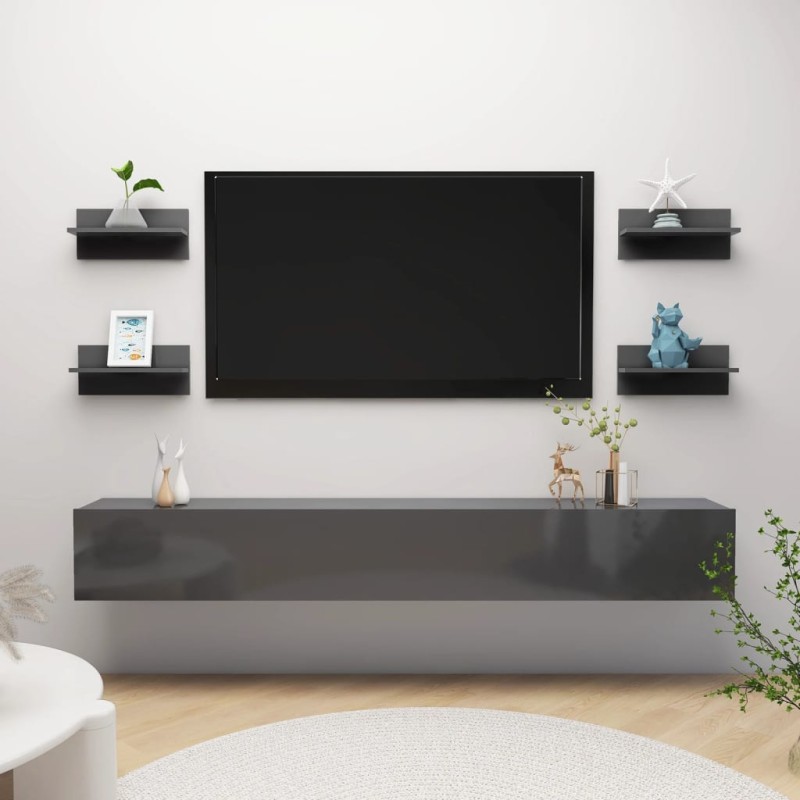 vidaXL Wandregale 4 Stk. Hochglanz-Grau 40x11,5x18 cm vidaXL Wandregale 4 Stk. Hochglanz-Grau 40x11,5x18 cm