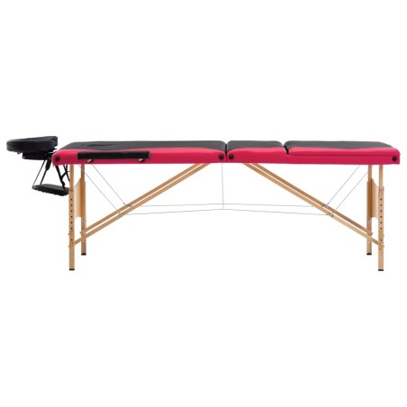 vidaXL Massageliege Klappbar 3-Zonen mit Holzgestell Schwarz und Rosa
