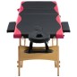vidaXL Massageliege Klappbar 3-Zonen mit Holzgestell Schwarz und Rosa vidaXL Massageliege Klappbar 3-Zonen mit Holzgestell Schwarz und Rosa